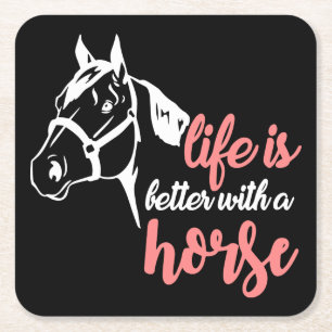 Porta-copo De Papel Quadrado Lindo Equestre Rosa Preto Festa Ocidental Cavalo  