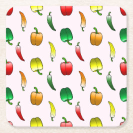 Porta-copo De Papel Quadrado Lindo padrão com pimentões e pimentão doce longo