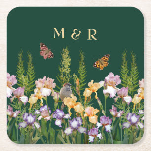 Porta-copo De Papel Quadrado Lindos irlandeses, pássaros borboletas Casal monog