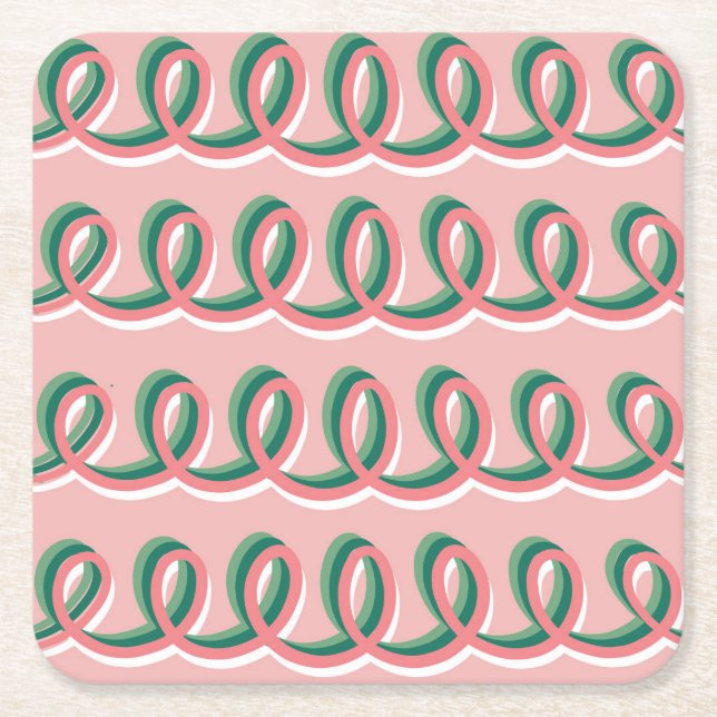 Porta-copo De Papel Quadrado Line of Loops Coaster (Frente)