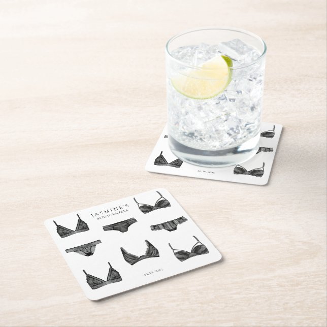 Porta-copo De Papel Quadrado Lingerie Chá de Noiva Despedida de Solteira Modelo (Insitu)