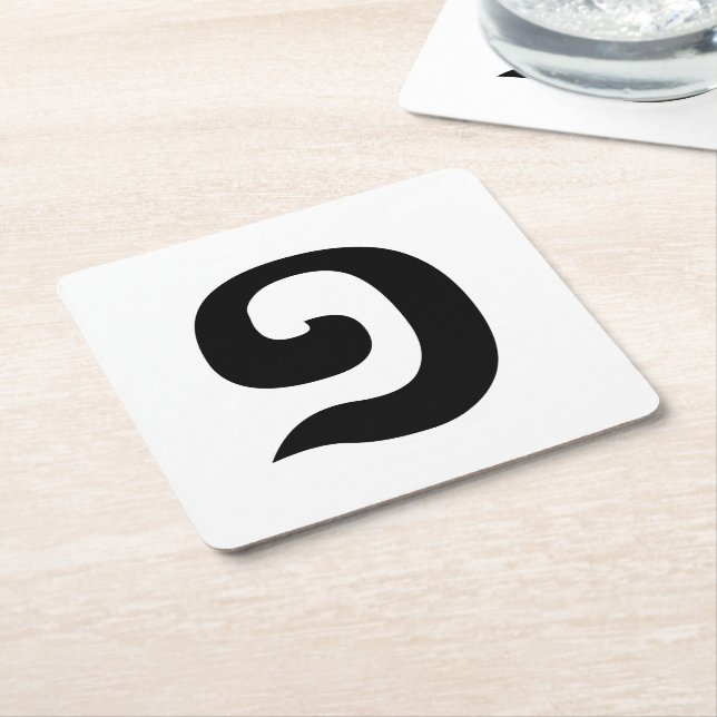 Porta-copo De Papel Quadrado Língua Khmer Cambojana Número 1 / Um / ១ (Muj) (Inclinado)