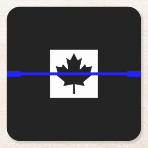 Porta-copo De Papel Quadrado Linha Azul Fino no Decor de Bandeira Canadense