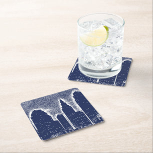 Porta-copo De Papel Quadrado Linha de horizonte de paisagem urbana de Luzes da 