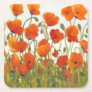 Porta-copo De Papel Quadrado Linhas de Poppies I