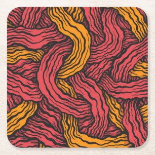 Porta-copo De Papel Quadrado Linhas Vermelhas e Amarelas