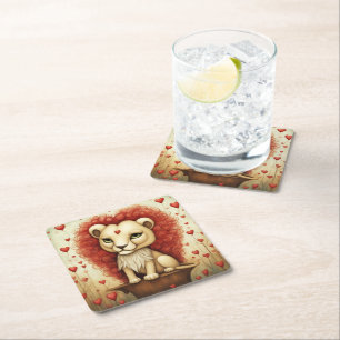 Porta-copo De Papel Quadrado Lion Love 3