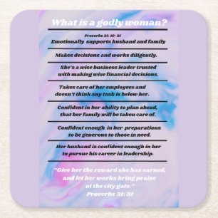 Porta-copo De Papel Quadrado Lista De Mães Malditas Dos Provérbios 31