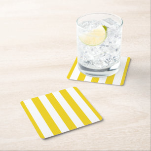 Porta-copo De Papel Quadrado Listras Amarelas, Listras Brancas, Padrões Lançado