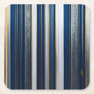 Porta-copo De Papel Quadrado Listras Azuis do Blues do Hanukkah Branco Dourado