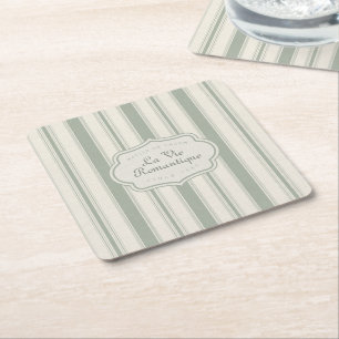 Porta-copo De Papel Quadrado Listras de Campo Francês Sage Silenciadas Rustic