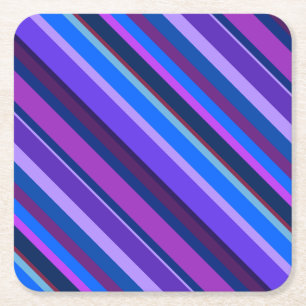 Porta-copo De Papel Quadrado Listras diagonais em azul e roxo