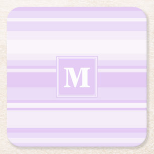 Porta-copo De Papel Quadrado Listras do lilac do monograma