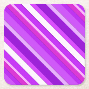 Porta-copo De Papel Quadrado Listras doces em camadas - roxo e orquídea
