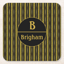 Listras Pretas e Douradas Monograma Dividido