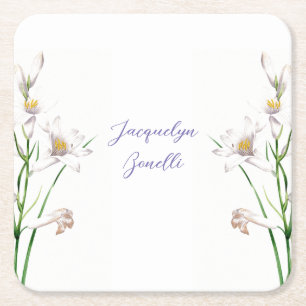 Porta-copo De Papel Quadrado Litógrafo de Chamada Elegante Floral