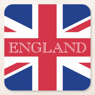 Porta-copo De Papel Quadrado Litoral da Union Jack Flag England