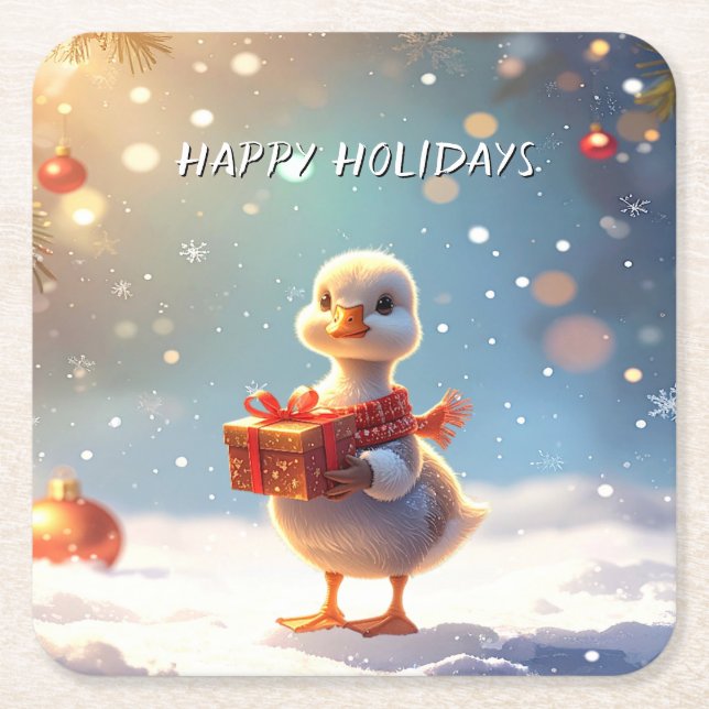 Porta-copo De Papel Quadrado Little Duck Holiday Paper Coaster (Frente)