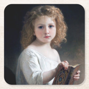 Porta-copo De Papel Quadrado Little Girl, Bouguereau