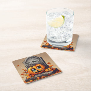 Porta-copo De Papel Quadrado Little Halloween Gravestone