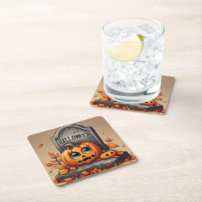 Porta-copo De Papel Quadrado Little Halloween Gravestone (Insitu)