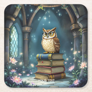 Porta-copo De Papel Quadrado Livros de óculos de coruja fantasma