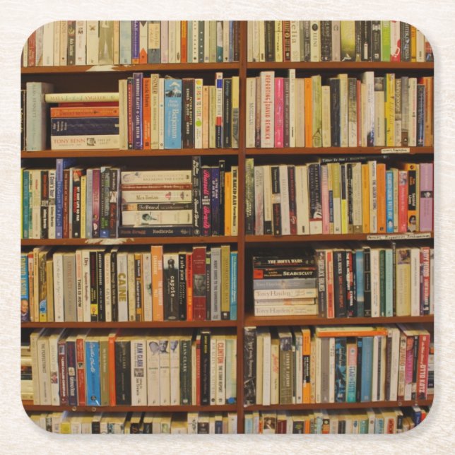 Porta-copo De Papel Quadrado Livros na biblioteca (Frente)
