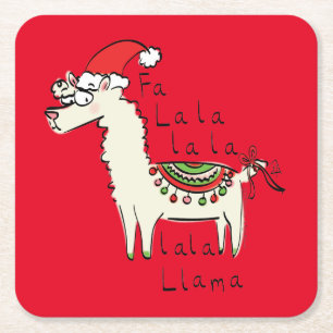 Porta-copo De Papel Quadrado Llama Christmas Kids é engraçado