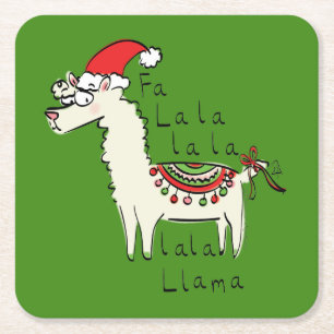 Porta-copo De Papel Quadrado Llama Cute Engraçado Crianças de Natal