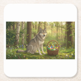 Porta-copo De Papel Quadrado Lobo da Páscoa 