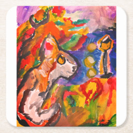 Porta-copo De Papel Quadrado Lobo de noite