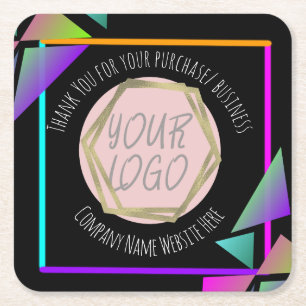 Porta-copo De Papel Quadrado Logotipo comercial do Restaurante do Neon Bar