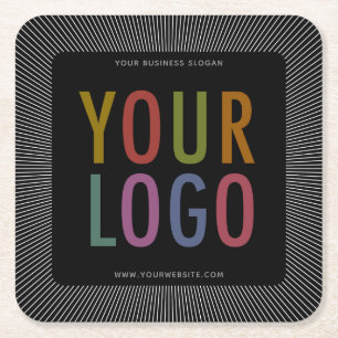 Porta-copo De Papel Quadrado Logotipo da empresa de Portas copos de papel preto