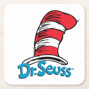 Porta-copo De Papel Quadrado Logotipo do Chapéu do Dr. Seuss