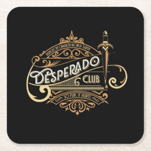 Porta-copo De Papel Quadrado Logotipo do Clube Desperado Dungeon Crawler World: