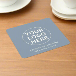 Porta-copo De Papel Quadrado Logotipo e texto comercial do Dusty Blue l Profess