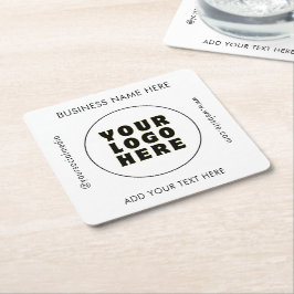 Porta-copo De Papel Quadrado Logotipo e texto personalizados minimalistas simpl