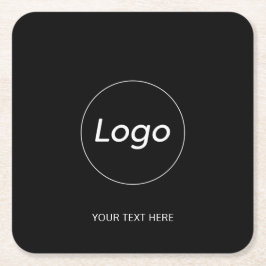 Porta-copo De Papel Quadrado Logotipo preto simples