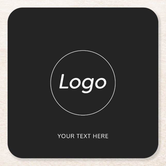 Porta-copo De Papel Quadrado Logotipo preto simples (Frente)