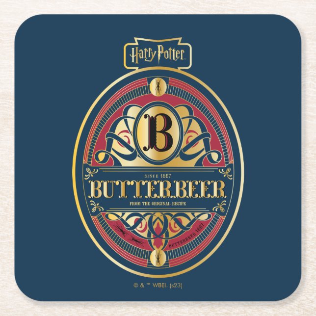 Porta-copo De Papel Quadrado Logotipo Vertical BUTTERBEER™ (Frente)