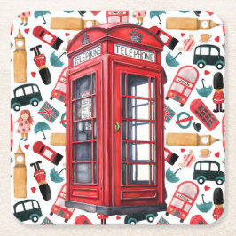 Porta-copo De Papel Quadrado London Telephone Booth