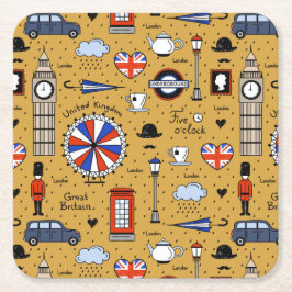 Porta-copo De Papel Quadrado Londres Doodles