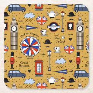 Porta-copo De Papel Quadrado Londres Doodles