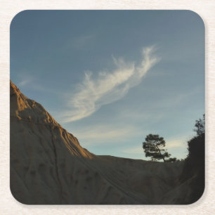 Porta-copo De Papel Quadrado Lone Torrey Pine California Sunset Landscape