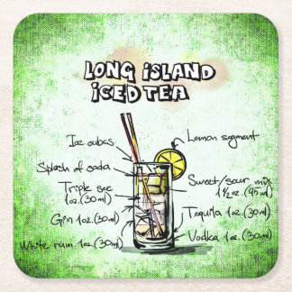 Porta-copo De Papel Quadrado LONG ISLAND ICED TEA receita engraçada