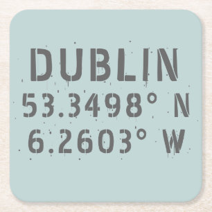 Porta-copo De Papel Quadrado Longitude de Dublin Latitude