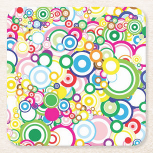 Porta-copo De Papel Quadrado Lote de círculos vívidos
