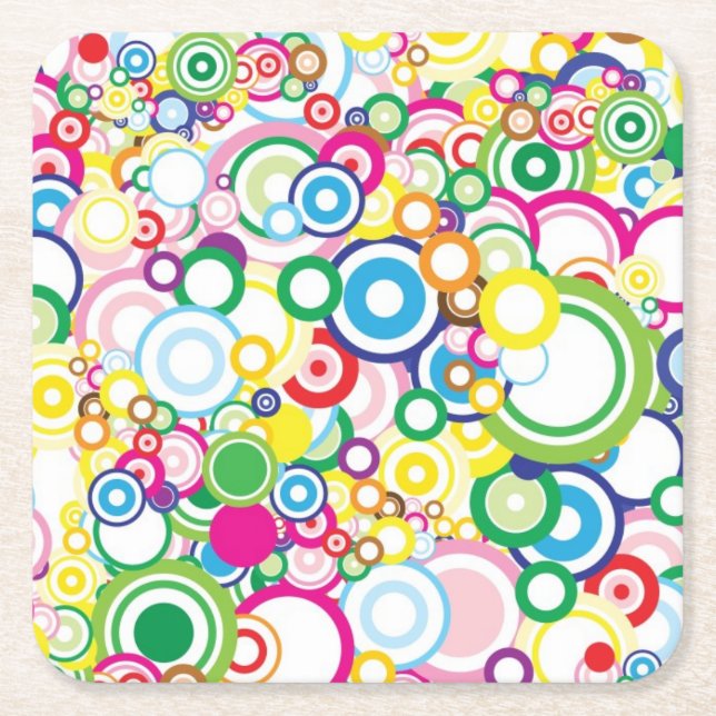 Porta-copo De Papel Quadrado Lote de círculos vívidos (Frente)
