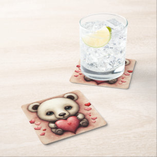 Porta-copo De Papel Quadrado Love Bear 2