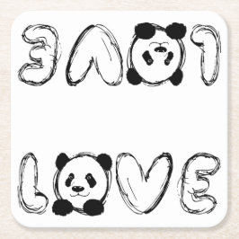 Porta-copo De Papel Quadrado Love Panda